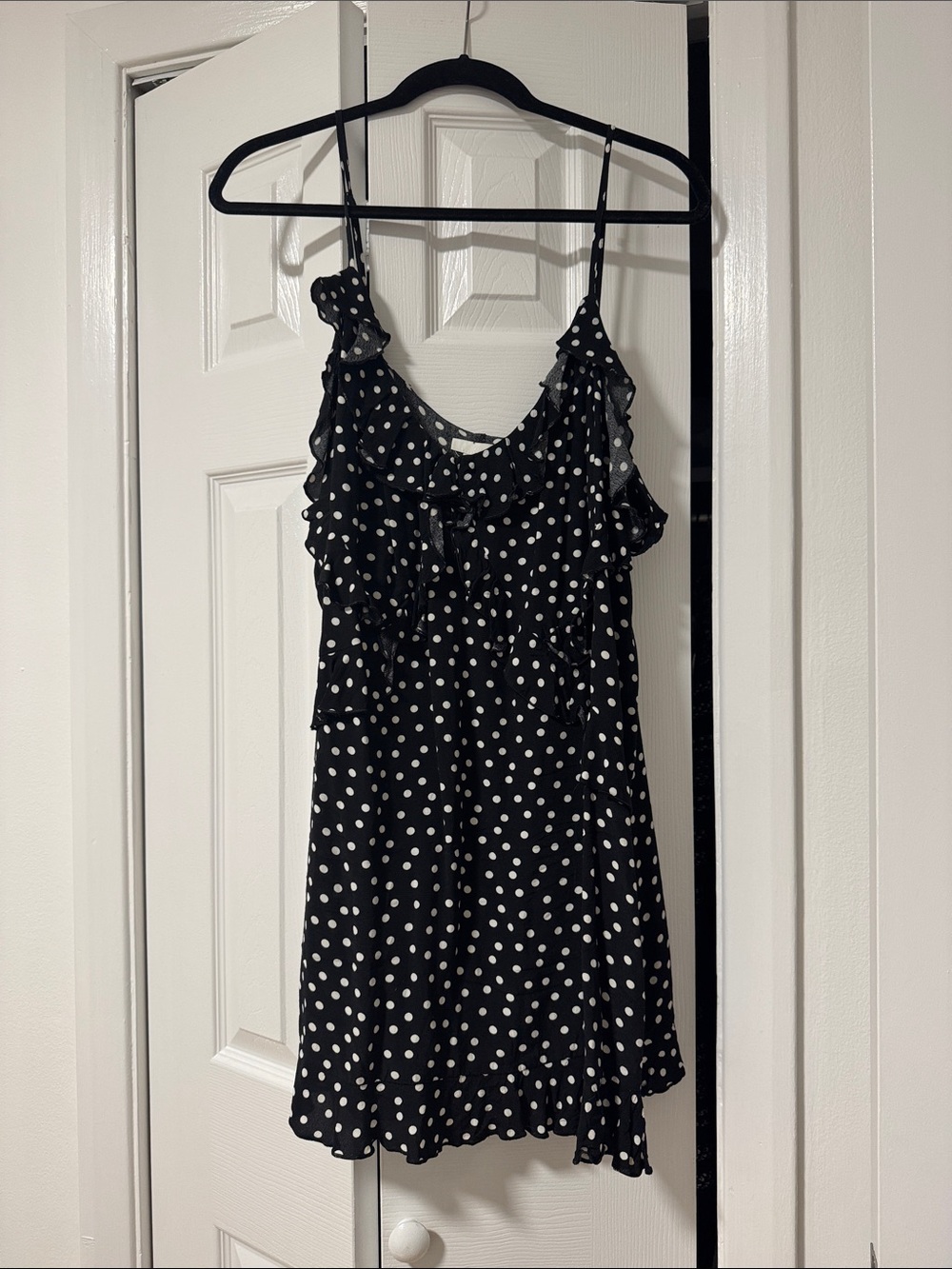 H&M Black and White Polka Dot Ruffle Dress